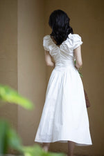 Load image into Gallery viewer, Puff Sleeve Pocket Maxi Dress in Blue