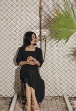 Load image into Gallery viewer, Tailored Flare Midi Dress in Black