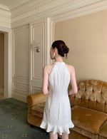 Load image into Gallery viewer, Floral Flute Hem Cheongsam Dress in Cream