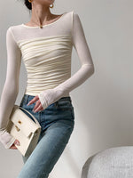 Load image into Gallery viewer, Tencel Blend Gathered Top in Cream