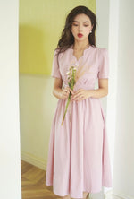 Load image into Gallery viewer, Vintage Scallop Edge Midi Dress in Pink
