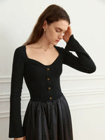 Load image into Gallery viewer, Sweetheart Knit Top in Black