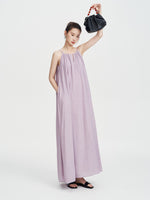 Load image into Gallery viewer, Crepe Tent Pocket Maxi Dress in Purple