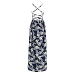 Load image into Gallery viewer, Drop Back Criss Cross Floral Dress in Navy