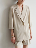 Load image into Gallery viewer, Midi Sleeve Summer Blazer in Beige