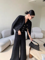 Load image into Gallery viewer, Tweed Contrast Button Vest in Black