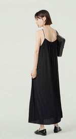 Load image into Gallery viewer, Fine Pleated Cami Maxi Dress in Black