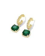 Load image into Gallery viewer, Emerald Drop Cluster Hoop Earrings