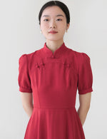Load image into Gallery viewer, Valentina A-line Cheongsam Dress in Red