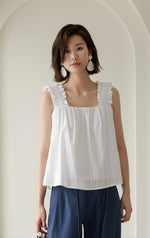 Load image into Gallery viewer, Textured Gathered Strap Top in White