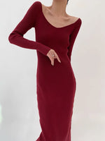 Load image into Gallery viewer, Knitted Ribbed Dress + Tie in Red