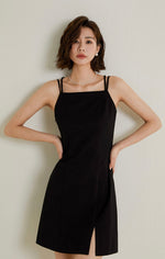 Load image into Gallery viewer, Double Cami Cross Strap Mini Dress in Black