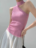 Load image into Gallery viewer, Asymmetric Ribbed Drape Top in Pink