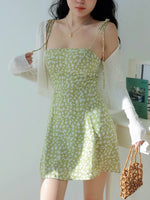 Load image into Gallery viewer, Arcalia Floral Tie Strap Mini Dress in Green