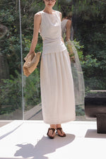 Load image into Gallery viewer, Cotton Blend Tie Top // Maxi Skirt in Cream