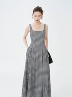 Load image into Gallery viewer, Checked Sleeveless Pocket Maxi Dress in Black/White