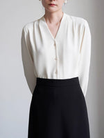 Load image into Gallery viewer, V Button Blouse in Cream