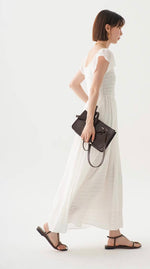 Load image into Gallery viewer, Off Shoulder Textured Pocked Maxi Dress in White
