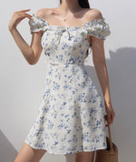 Load image into Gallery viewer, Procida Floral Blouson Mini Dress in White