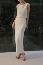 Load image into Gallery viewer, Sleeveless Line Dress in Cream