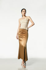 Load image into Gallery viewer, Gathered Padded Bustier Top in Beige