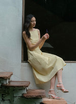 Load image into Gallery viewer, Boatneck Tailored Dress in Yellow