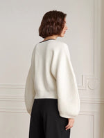 Load image into Gallery viewer, Oversized Puff Sleeve Clasp Cardigan in White