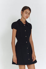 Load image into Gallery viewer, Korean Melanie Button Dress in Black
