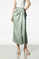 Load image into Gallery viewer, Maxi Drape Tie Skirt in Green