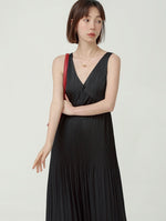 Load image into Gallery viewer, Empire Cutout Tie Back Pleated Maxi Dress in Black
