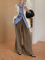 Load image into Gallery viewer, High Waist Wide Flare Leg Hook Trousers in Khaki