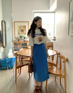 Load image into Gallery viewer, Korean Linen H-Line Skirt in Blue