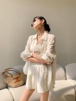 Load image into Gallery viewer, Tencel Shirt + Shorts Set in Beige