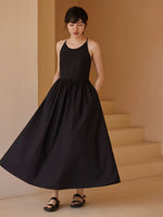 Load image into Gallery viewer, Cross Back Pocket Maxi Dress in Black
