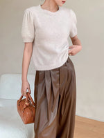 Load image into Gallery viewer, Blouson Short Sleeve Knit Top in Cream