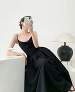 Load image into Gallery viewer, Twist Pocket Cami Maxi Dress in Black