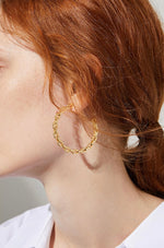Load image into Gallery viewer, Chain Diamante Open Hoop Earrings