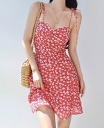 Load image into Gallery viewer, Canaria Floral Tie Strap Mini Dress in Red