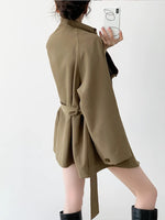 Load image into Gallery viewer, Wrap Tie Short Trench Coat in Khaki
