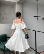 Load image into Gallery viewer, 2-Way Blouson Flare Dress in White