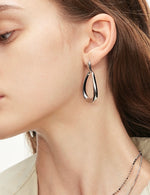 Load image into Gallery viewer, Oval Loop Drop Earrings in Silver
