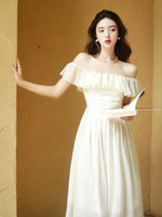 Load image into Gallery viewer, Tencel Blend 2-Way Ruffle Dress in Cream