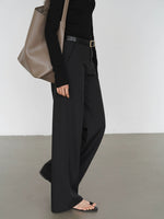 Load image into Gallery viewer, Classic Wide Leg Tailored Trousers in Black