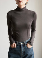 Load image into Gallery viewer, Side Line Turtleneck Top in Grey