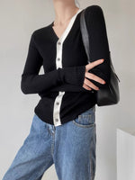 Load image into Gallery viewer, Contrast Edge Cardigan in Black