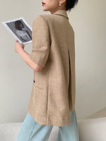 Load image into Gallery viewer, Tailored Short Sleeve Blazer in Tan