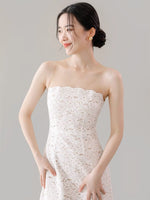 Load image into Gallery viewer, Floral Lace Bustier Maxi Dress in White