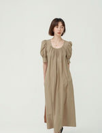 Load image into Gallery viewer, Puff Sleeve Pocket Tent Maxi Dress in Khaki