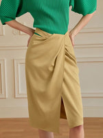 Load image into Gallery viewer, Tencel High Waist Wrap Skirt in Khaki