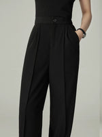 Load image into Gallery viewer, Tailored Straight Leg Line Trousers in Black